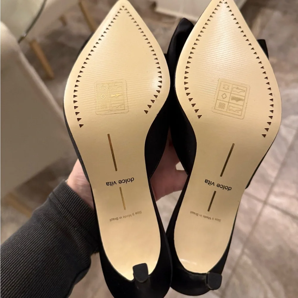 Dolce Vita Black Pointed Bow Slip-On Mules - Picture 2 of 3